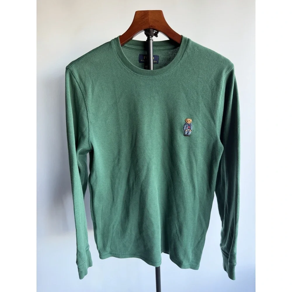 POLO RALPH LAUREN SLEEPWEAR POLO BEAR Cotton Blend Long-Sleeve T-SHIRT Medium